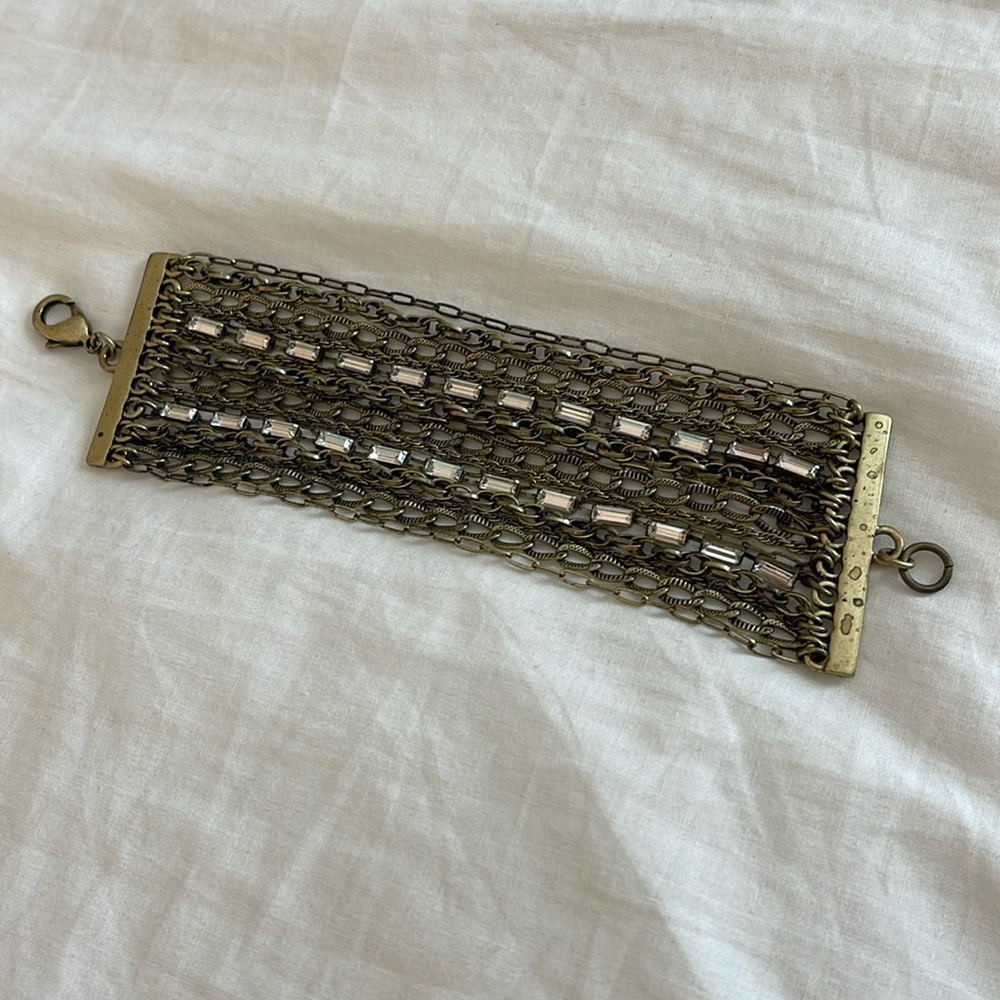 Brass multi-chain bracelet